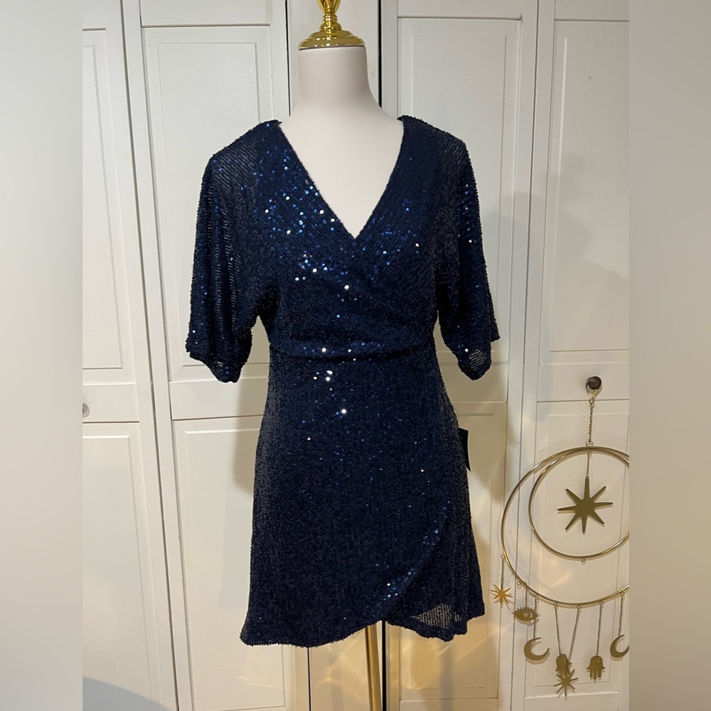 Lulu's Midnight Blue Sequin Mini Dress